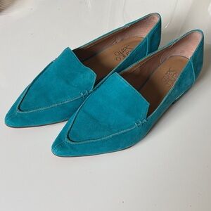 SARTO By Franco Sarto Teal Suede Pointed Toe Flats
